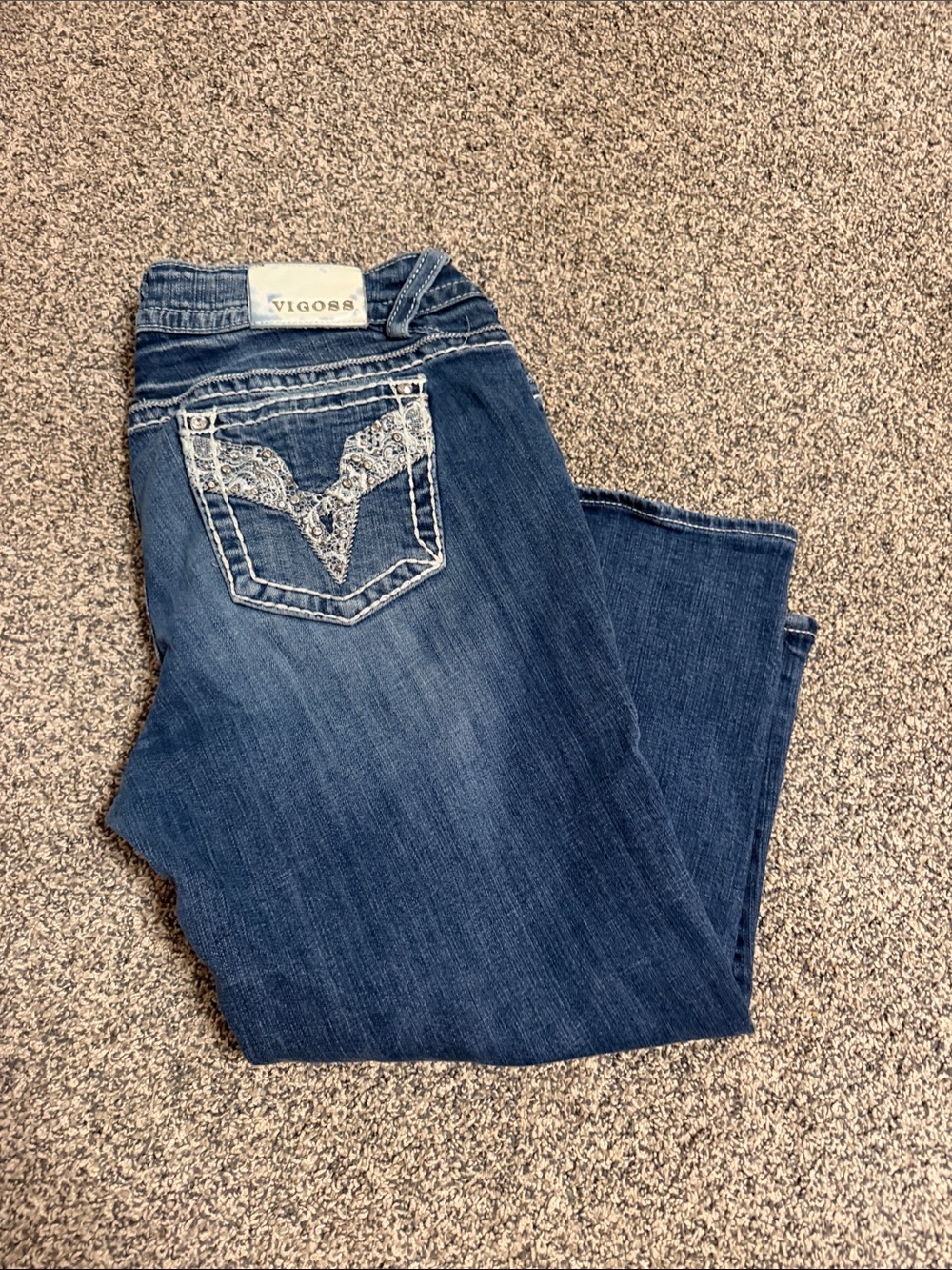 Vigoss Women's Blue Denim Jeans with Embroidered Back Pocket